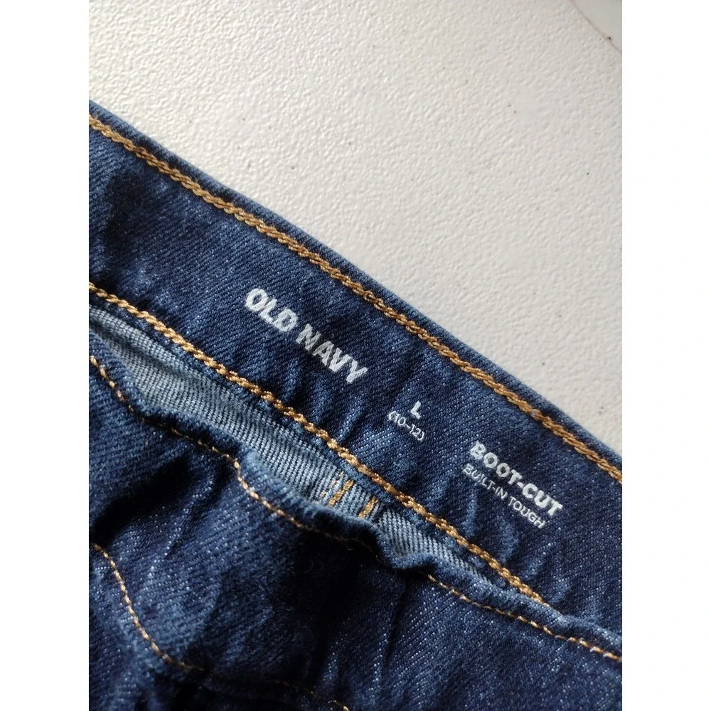 Old Navy Kids Dark Wash Boot-Cut Built-In Tough Pull-On Jeans Size L 10-12‎